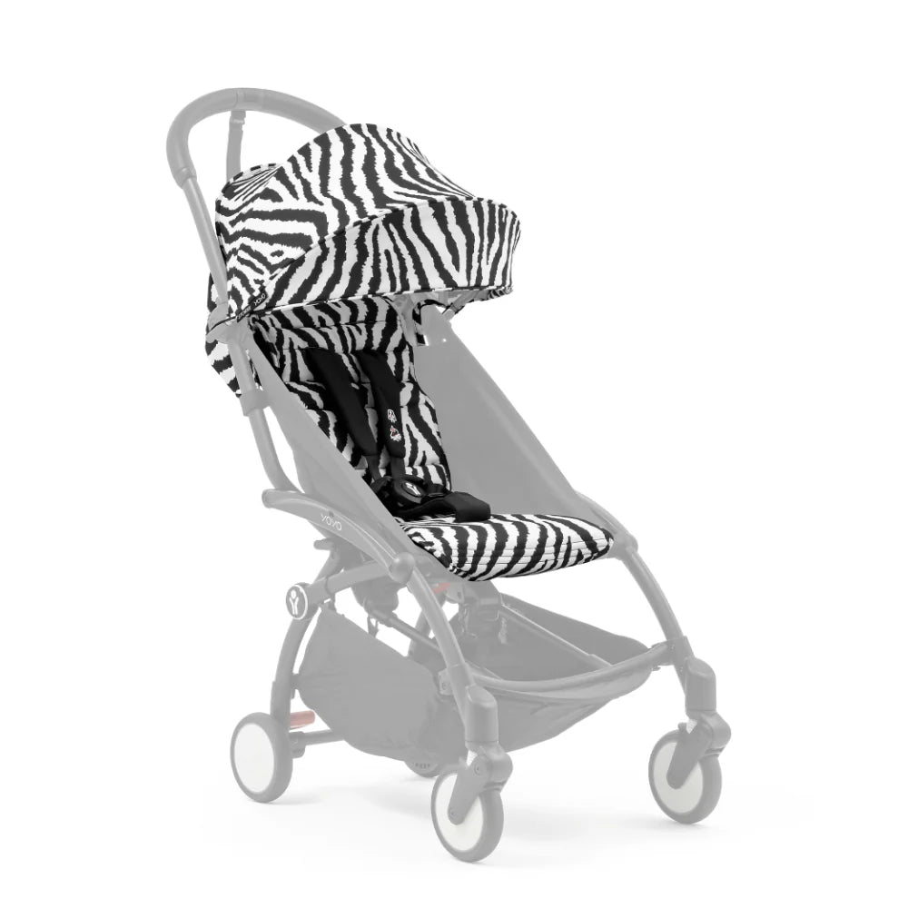Stokke YOYO³ 6 Months+ Color Pack – Textiles Only: Seat Pad, Extendable Canopy & Zipped Back Pocket, for Baby (6 Months to 4 Years) - Requires YOYO Frame (Sold Separately)- Zebra