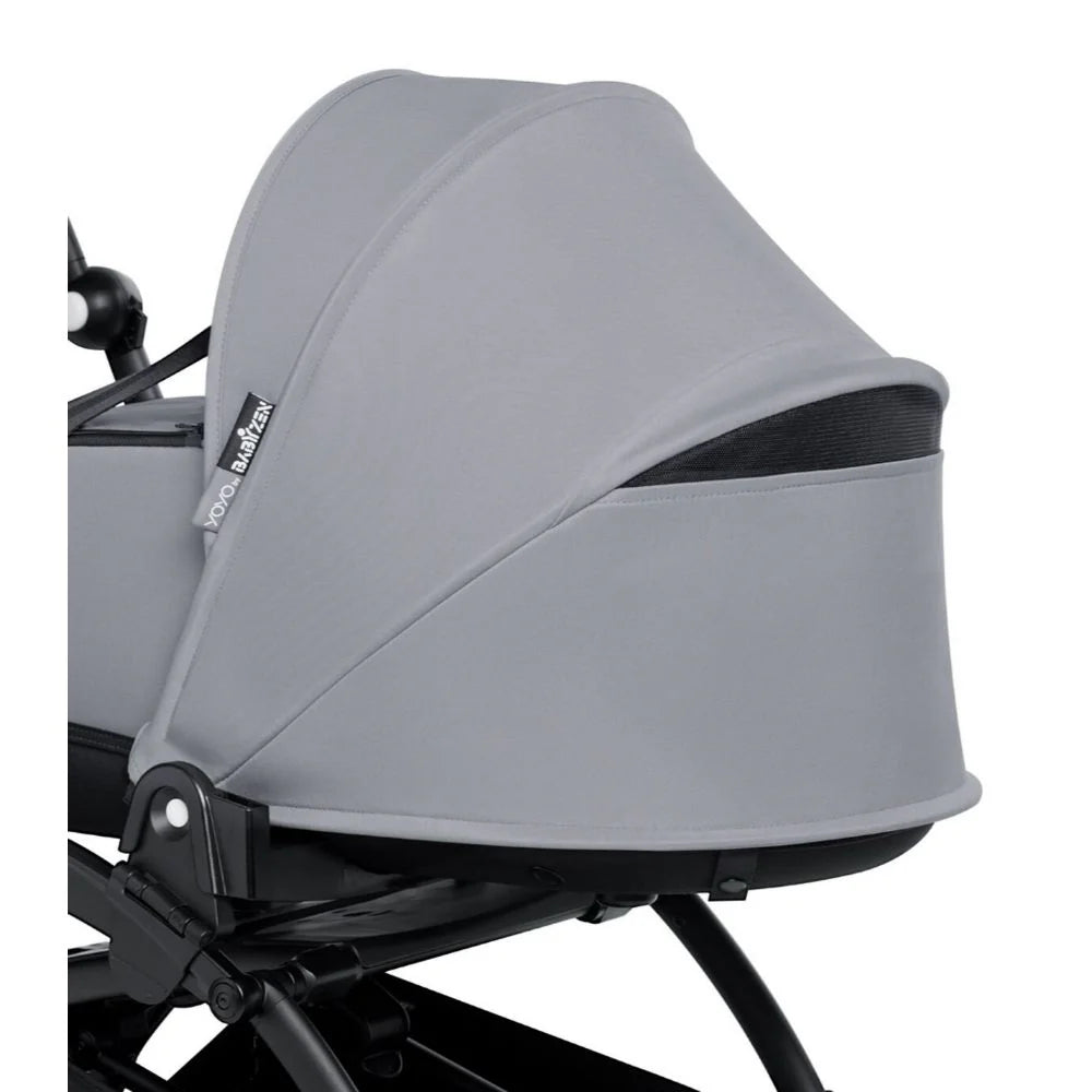 Stokke YOYO Bassinet, Includes Thick Double Mattress, Lightweight Newborn Carrycot, Flat Recline, Easy Clip-On, Breathable & Foldable - Requires YOYO Frame (Sold Separately)-Stone