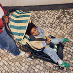 Stokke YOYO3 Riviera Stroller - Limited Edition Summer Collection | Includes Matching Seat Cushion, Canopy & Parasol | Cabin Friendly Ultra Compact Fold | UPF 50+ Sun Protection | Lightweight at 6.7 kg | 6 Months to 4 Years - Black/Monaco