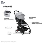 Stokke YOYO³ Stroller – Black Frame & 6 Months+ Color Pack – Lightweight, Compact, Foldable & Travel Friendly Stoller with Padded Seat & Canopy with Viewing Window, UPF 50 Months+ Sun Protection, Stroller for Babies from 6 Months to 4 Years-Stone