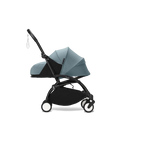 Stokke YOYO³ 0 Months+ Newborn Pack – Flat Lying Newborn Seat with 2.4cm Mattress, Head Support, 5-Point Safety Harness, Foot Cover & Canopy - Requires YOYO Frame Aqua