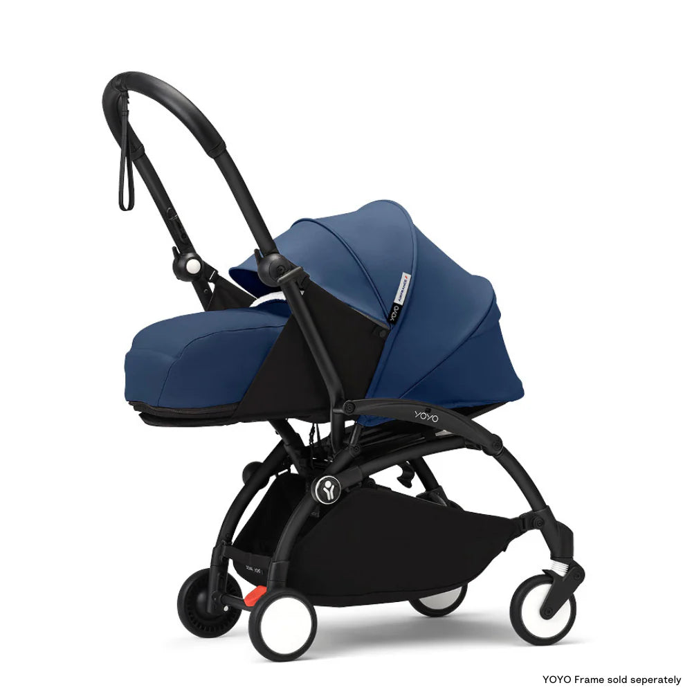 Stokke YOYO³ 0 Months+ Newborn Pack – Flat Lying Newborn Seat with 2.4cm Mattress, Head Support, 5-Point Safety Harness, Foot Cover & Canopy - Requires YOYO Frame -Air France