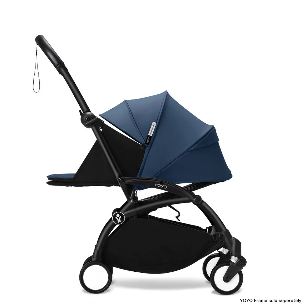 Stokke YOYO³ 0 Months+ Newborn Pack – Flat Lying Newborn Seat with 2.4cm Mattress, Head Support, 5-Point Safety Harness, Foot Cover & Canopy - Requires YOYO Frame -Air France