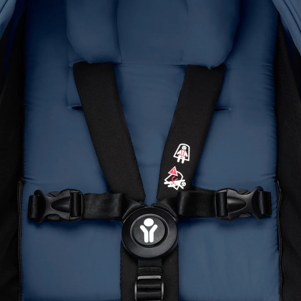 Stokke YOYO³ 0 Months+ Newborn Pack – Flat Lying Newborn Seat with 2.4cm Mattress, Head Support, 5-Point Safety Harness, Foot Cover & Canopy - Requires YOYO Frame -Air France