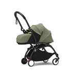 Stokke YOYO³ 0 Months+ Newborn Pack – Flat Lying Newborn Seat with 2.4cm Mattress, Head Support, 5-Point Safety Harness, Foot Cover & Canopy - Requires YOYO Frame Olive
