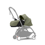 Stokke YOYO³ 0 Months+ Newborn Pack – Flat Lying Newborn Seat with 2.4cm Mattress, Head Support, 5-Point Safety Harness, Foot Cover & Canopy - Requires YOYO Frame Olive