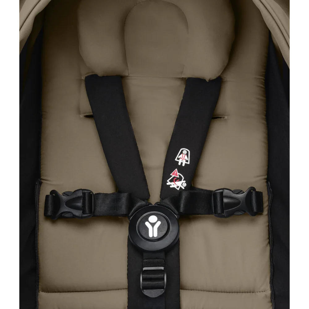 Stokke YOYO³ 0 Months+ Newborn Pack – Flat Lying Newborn Seat with 2.4cm Mattress, Head Support, 5-Point Safety Harness, Foot Cover & Canopy - Requires YOYO Frame Stone