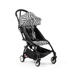 Stokke YOYO³ Stroller – Black Frame & 6 Months+ Color Pack – Lightweight, Compact, Foldable & Travel Friendly Stoller with Padded Seat & Canopy with Viewing Window, UPF 50 Months+ Sun Protection, Stroller for Babies from 6 Months to 4 Years-Zebra